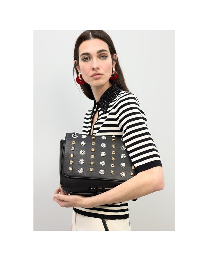 Bolso Bandolera Tachas Oro y Plata