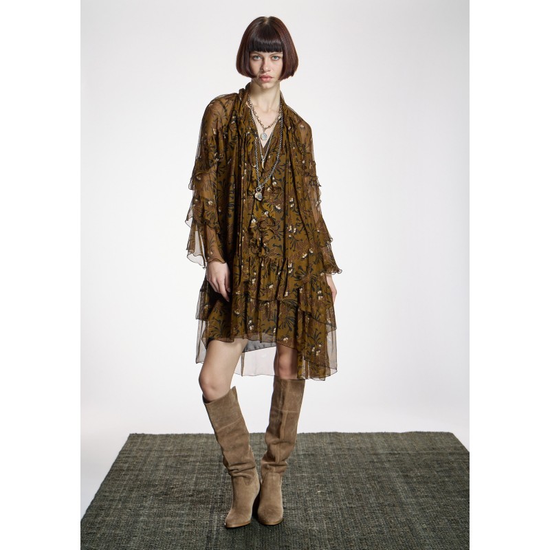 Vestido Corto Estampado Volantes