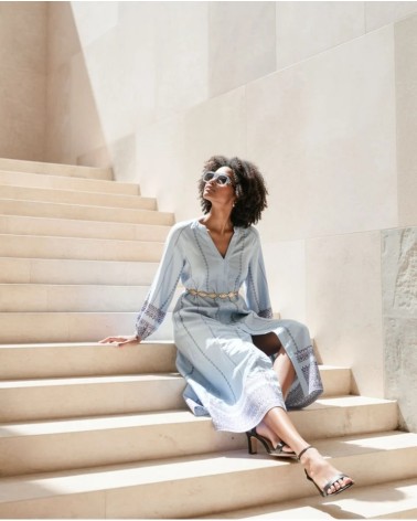 Vestido Camisero Midi Celeste