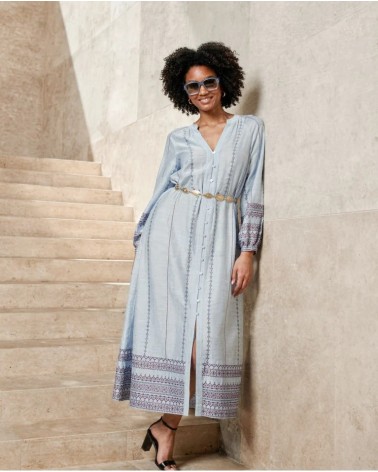 Vestido Camisero Midi Celeste