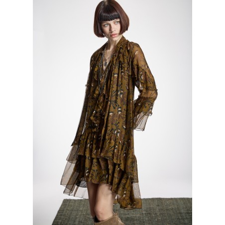 Vestido Corto Estampado Volantes