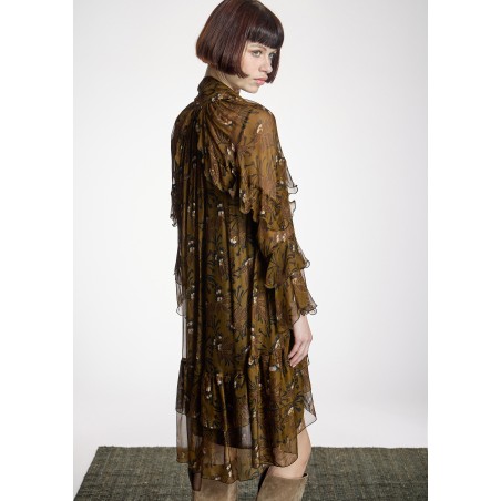 Vestido Corto Estampado Volantes