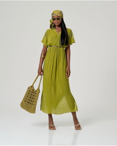 Vestido Largo Verde Ácido