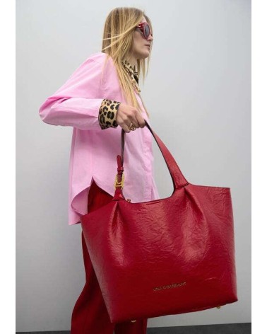 Bolso Shopper Rojo Pliegues