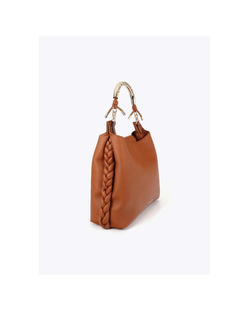 Bolso Shopper Camel Asa Metálica