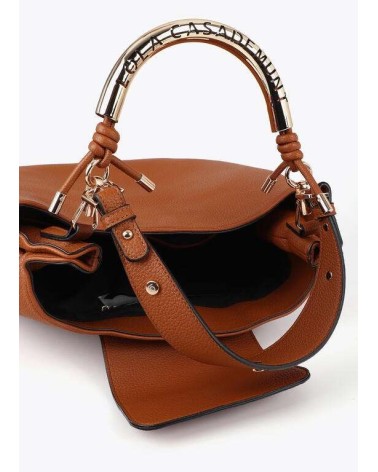 Bolso Shopper Camel Asa Metálica