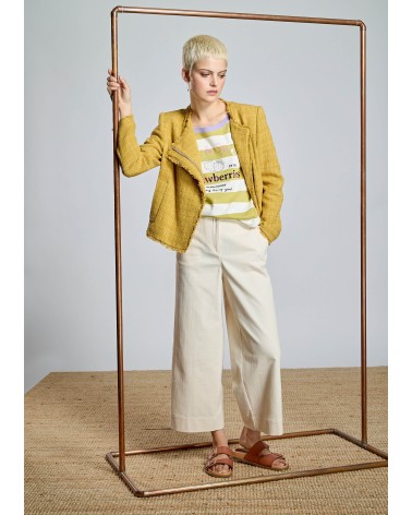 Camiseta Rayas Oliva y Lila