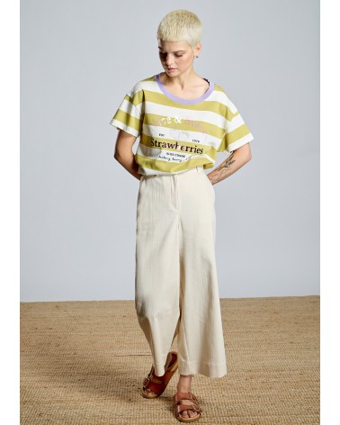 Camiseta Rayas Oliva y Lila