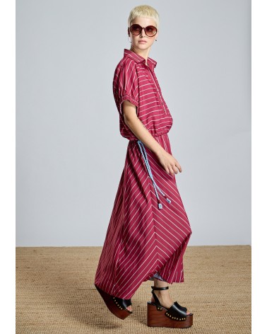 Falda Larga Rayas Granate