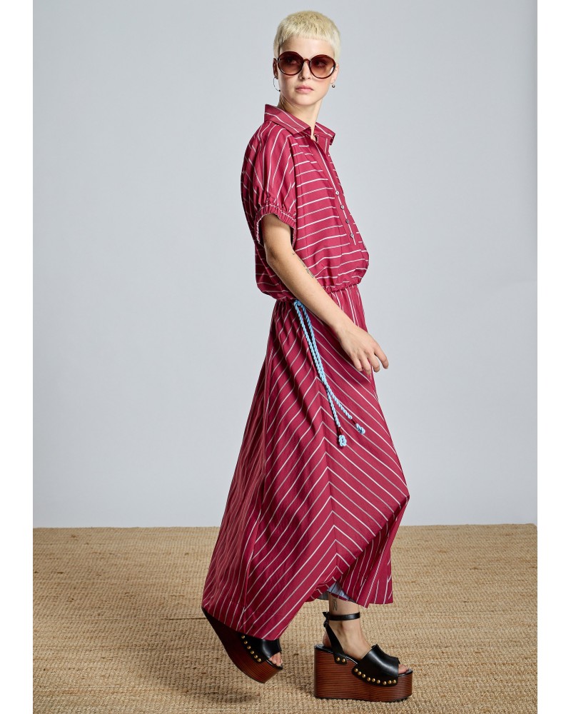 Falda Larga Rayas Granate