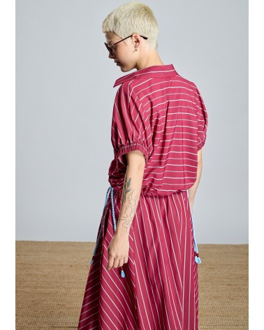 Falda Larga Rayas Granate