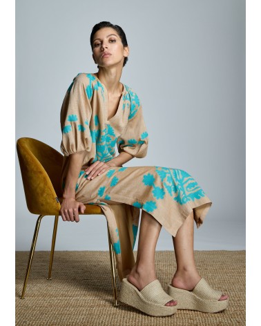 Vestido Jacquard Turquesa