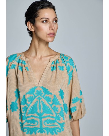 Vestido Jacquard Turquesa