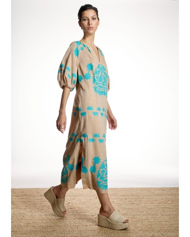 Vestido Jacquard Turquesa