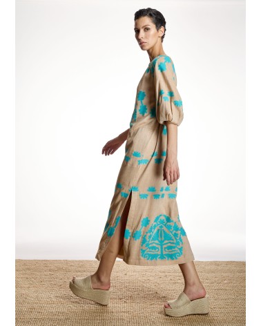 Vestido Jacquard Turquesa