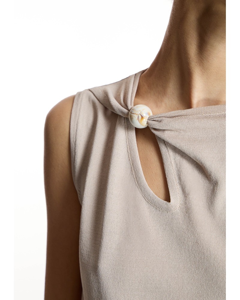 Top Punto Beige Abertura