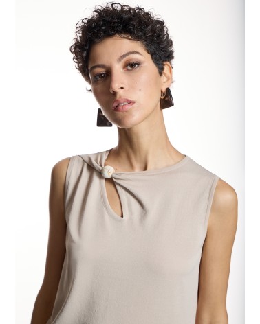 Top Punto Beige Abertura