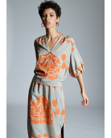 Blusa Jacquard Naranja