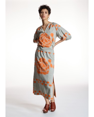 Blusa Jacquard Naranja