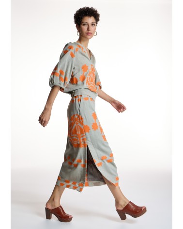 Falda Jacquard Naranja