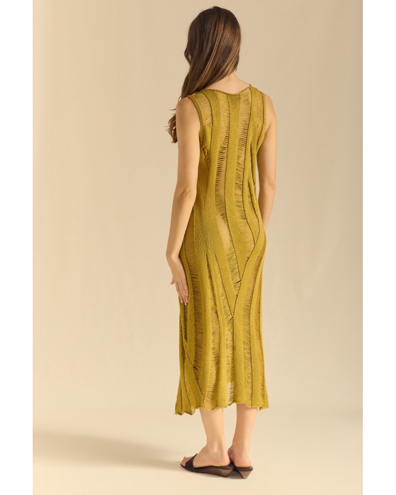 Vestido Desagujado Tropical Oliva