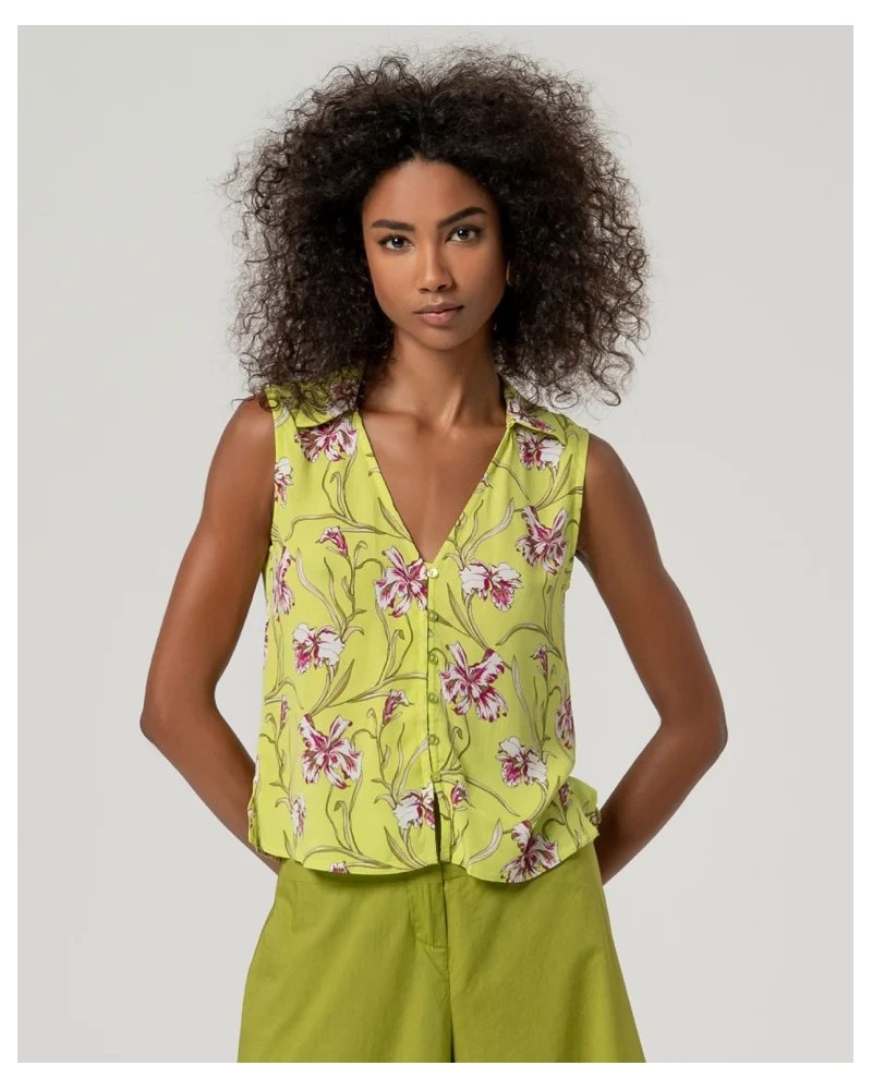 Blusa Pico Verde S/mangas