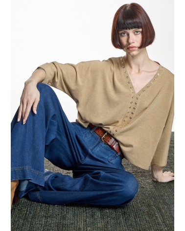 Jersey Camel Con Ojales Metálicos