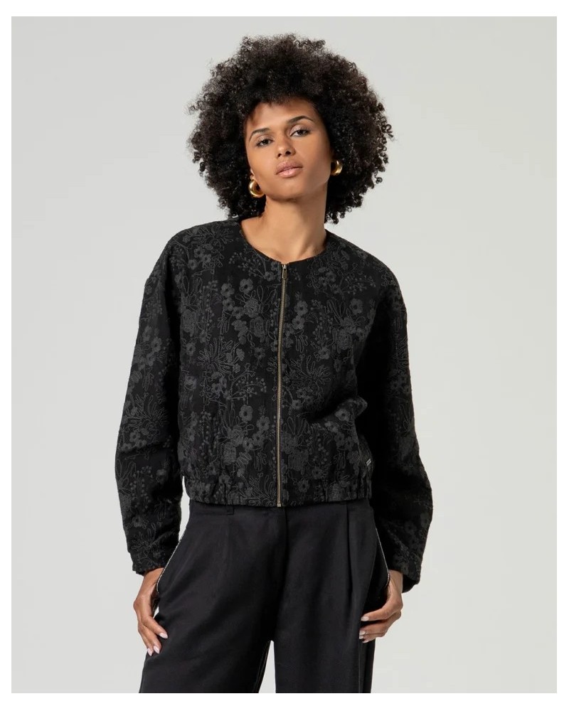 Bomber Floral Negra