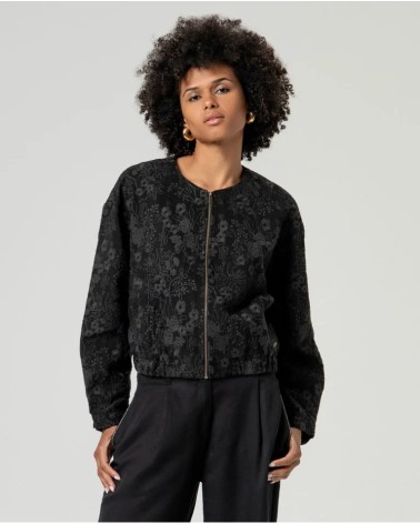 Bomber Floral Negra