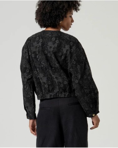 Bomber Floral Negra
