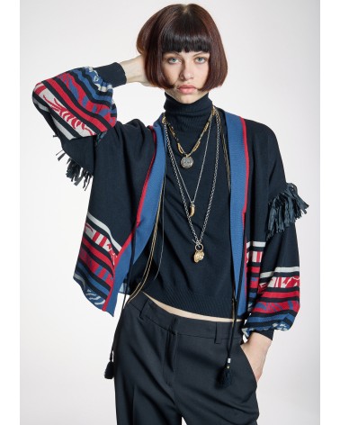 Chaqueta De Punto Étnica Flecos