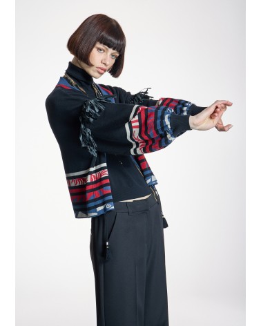 Chaqueta De Punto Étnica Flecos