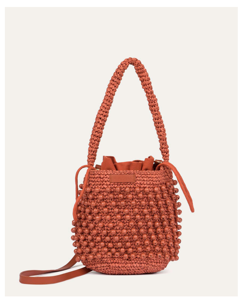 Bolso Rafia Bandolera Teja