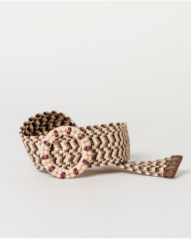 Cinturón Elástico Rafia beige/marrón