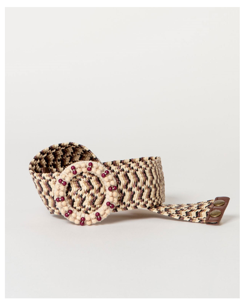 Cinturón Elástico Rafia beige/marrón