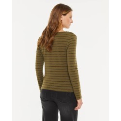 Camiseta Kaki Rayas Lúrex