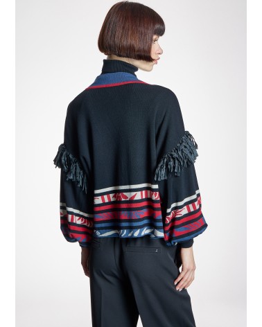 Chaqueta De Punto Étnica Flecos