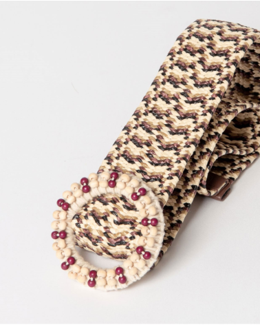 Cinturón Elástico Rafia beige/marrón