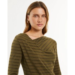 Camiseta Kaki Rayas Lúrex