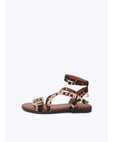 Sandalia Plana Tiras Leopardo