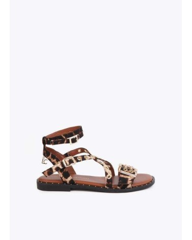 Sandalia Plana Tiras Leopardo