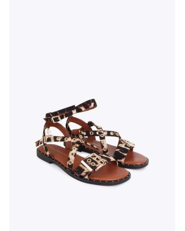 Sandalia Plana Tiras Leopardo