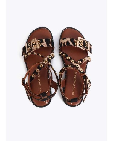 Sandalia Plana Tiras Leopardo