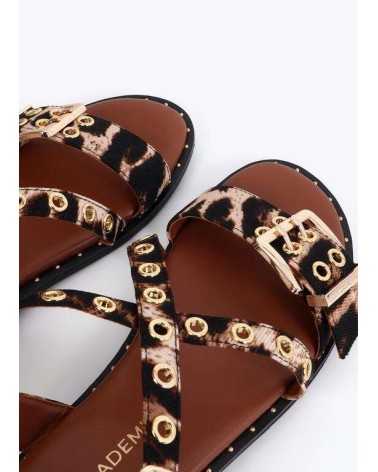 Sandalia Plana Tiras Leopardo