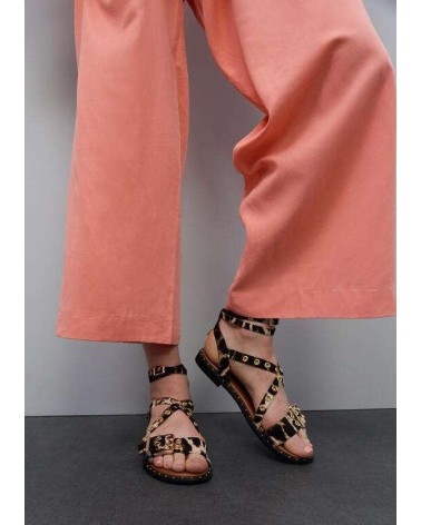 Sandalia Plana Tiras Leopardo