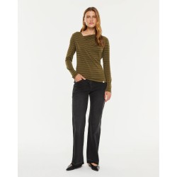 Camiseta Kaki Rayas Lúrex