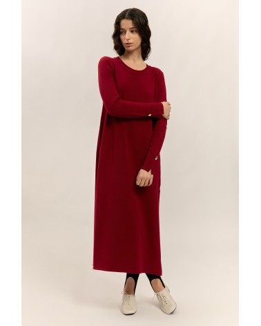 Vestido Midi Granate Botón Abollado