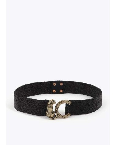 Cinturón Negro Rafia Elástico