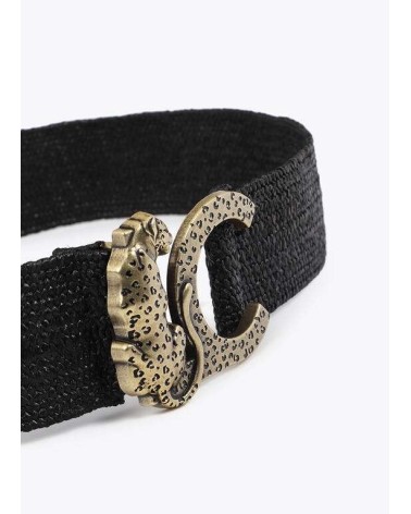 Cinturón Negro Rafia Elástico