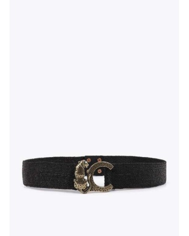 Cinturón Negro Rafia Elástico